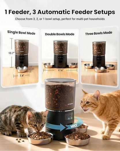 Automatic Cat Feeder for 3 Cats, 6L/25 Cup Cat Food Dispenser - Image 2
