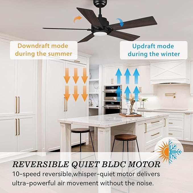 SMAAIR Smart Ceiling Fan with Light, 48inch Indoor and Outdoor ceiling fan with - Image 6