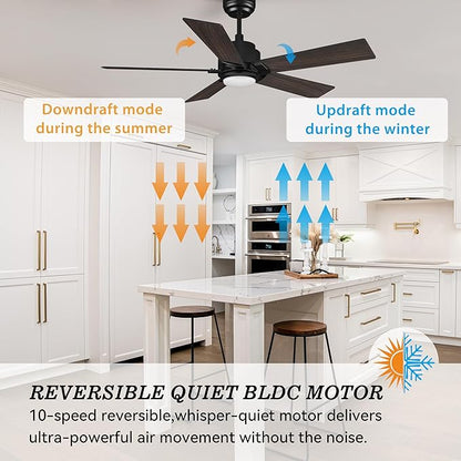 SMAAIR Smart Ceiling Fan with Light, 48inch Indoor and Outdoor ceiling fan with - Image 6