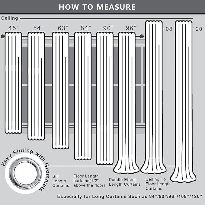 KOUFALL Extra Long 120 Inch 10 FT Curtains 10FT Foot Blackout - Image 5