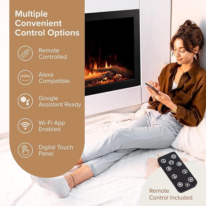Modern Ember Highmark Traditional 26 Inch Built-in Smart Electric Fireplace - Image 3