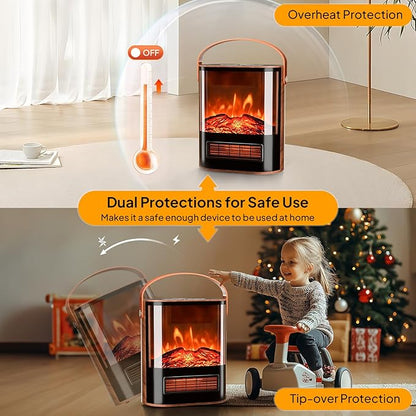 ROVSUN 1500W Electric Fireplace Stove, Realistic Flame Effect, Adjustable - Image 5