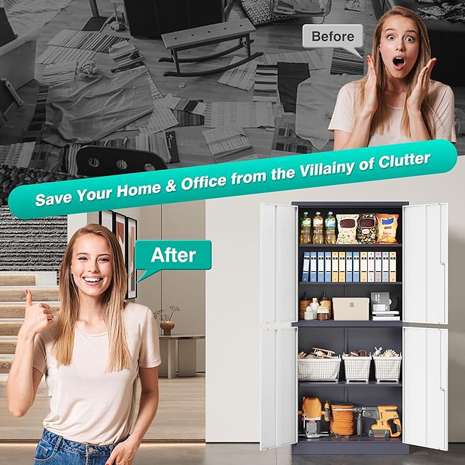 SISESOL Storage Cabinets With Doors And Shelves, Adjustable Layers - Image 9