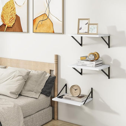 Heimlove Deep Floating Shelves for Wall, 12 Inch Deep Floating Shelves Set of 3 - Image 2