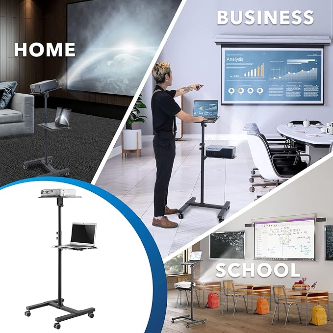 Mount-It! Mobile Projector and Laptop Stand, Rolling Cart - Image 2