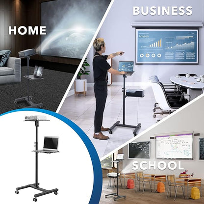 Mount-It! Mobile Projector and Laptop Stand, Rolling Cart - Image 2