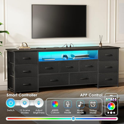 Huuger 63 Inch TV Stand for 65, 70 Inch TV, 11 Drawer Long Dresser - Image 4