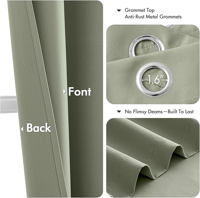 MIULEE Sage Green Blackout Curtains - Image 4