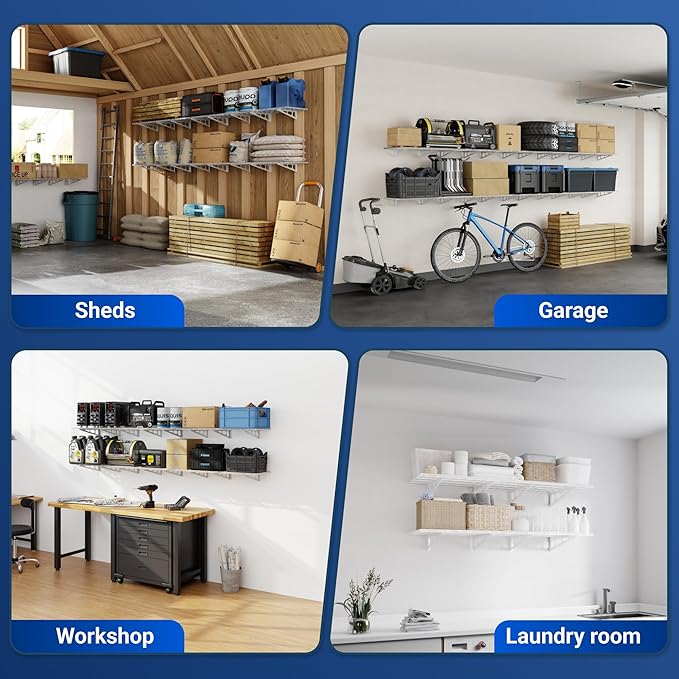 FLEXIMOUNTS 2-Pack 2x6ft 24-inch-by-72-inch Wall Shelf Garage Storage Rack - Image 9