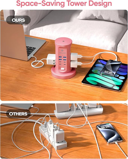 Power Strip Tower, kakyanill Surge Protector Tower 9 AC Outlets 8 USB, 6 Ft - Image 6