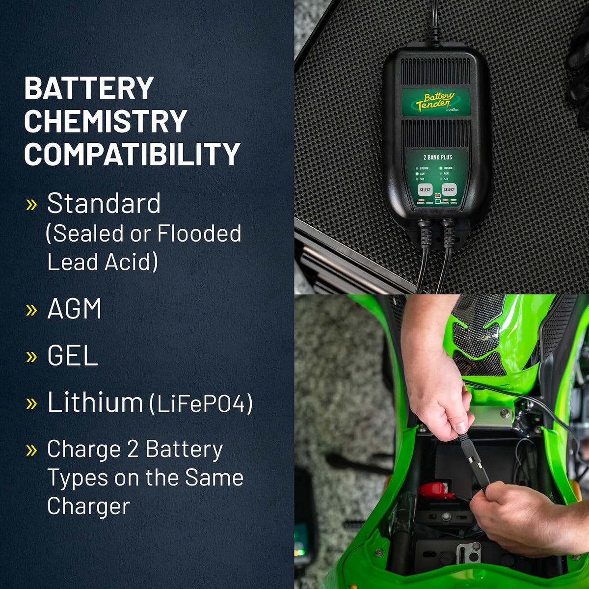 Battery Tender Plus 2 Bank Multibank Charger - 2.5 AMP (1.25 AMPs Per Bank) -...
