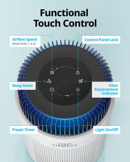 coway air purifiers for home up to 810, front angle view