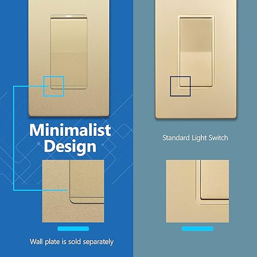 LIDER Minimalist Design Matte Finish Lighted Decorator Switch, Frameless Paddle - Image 4