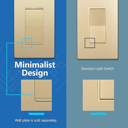 LIDER Minimalist Design Matte Finish Lighted Decorator Switch, Frameless Paddle - Image 4