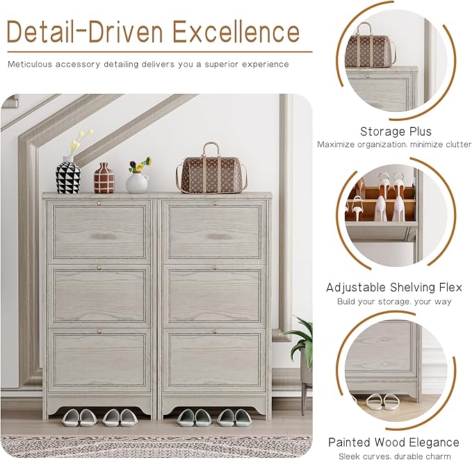 Chogori 3-Tier Shoe Cabinet – Solid Wood Entryway Shoe Storage Organizer - Image 7