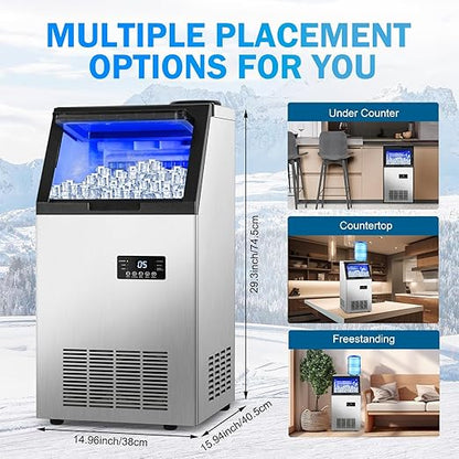 Commercial Ice Maker Machine 140Lbs/24H, 45 Ice Cubes in 4-15 Mins, 35Lbs Ice - Image 7