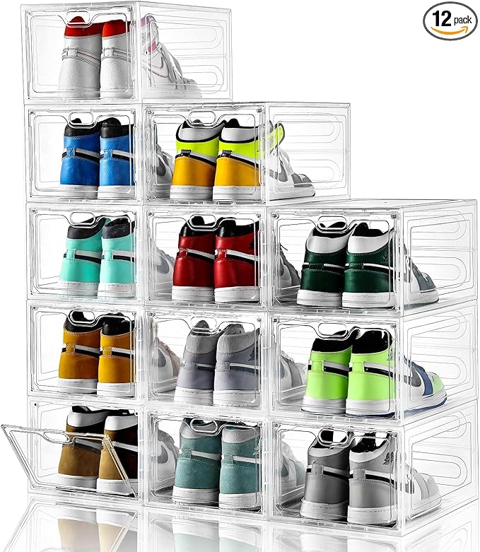 12 Pack Large Shoe Storage Box, Shoe Containers by INSTY