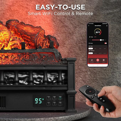 TURBRO Eternal Flame 26 in. WiFi Infrared Quartz Electric Fireplace Log Heater - Image 4