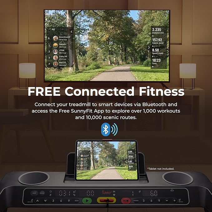 Sunny Health & Fitness Fully Assembled OneClick-Fold 20" Smart Treadmill - Image 5