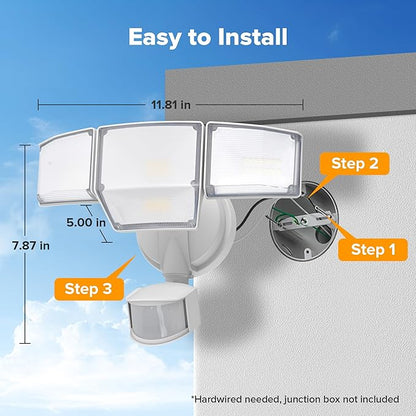 LUTEC 80W 9000LM LED Security Lights Motion Sensor Outdoor Lights, 4 Head LED - Image 8