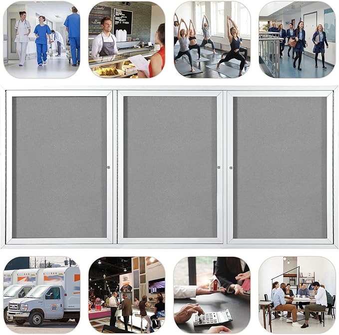 Outdoor Bulletin Board Weatherproof 72x36 in, Enclosed Bulletin Board - Image 8