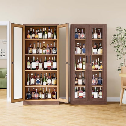 Metal Storage Cabinet with Lock and Glass Doors, Glass Display Cabinet - Image 2