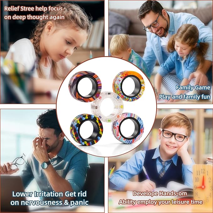 15Pcs Magnetic Adults Fidget Toys Rings, Stocking Stuffers - Image 7