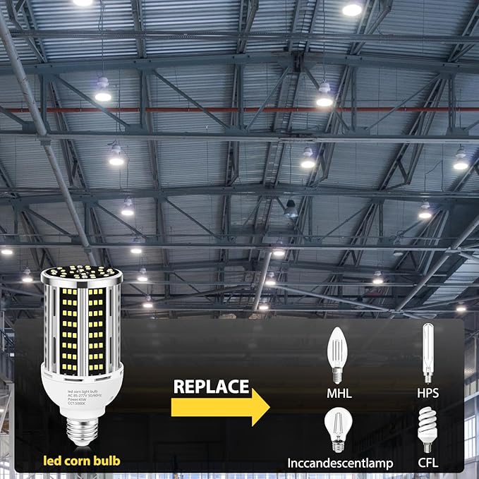45W LED Corn Light Bulb 2 pack, 400W Equivalent 5000K Commercial Grade Daylight - Image 4