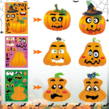 NOVWANG 32 Sheets Halloween Stickers to Make a Pumpkin Face Pack | Paper Material, Kids Party Favors and Activities, DIY Pumpkin Craft Decorations, 32 Sheets Treats Gifts Stickers