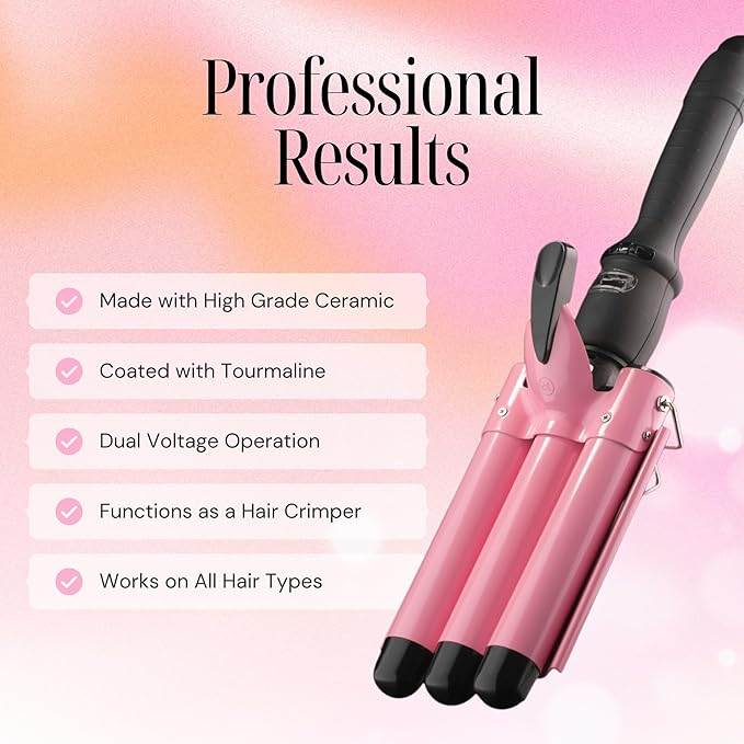 Alure Three Barrel Curling Iron Wand Hair Waver - Image 3