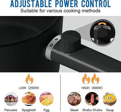 Topwit Hot Pot Electric, 1.5L Ramen Cooker, Portable Non-Stick Frying Pan - Image 2