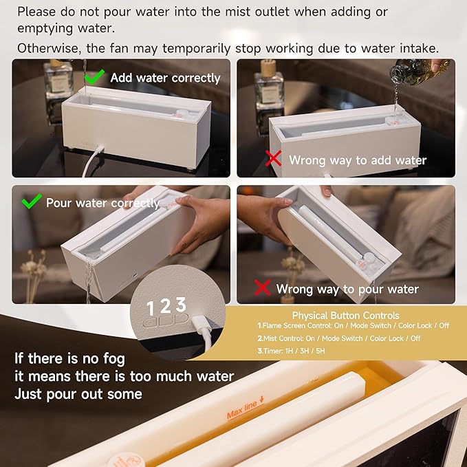 Fireplace Flame Air Diffuser Humidifier, 7 Colors Aromatherapy Essential Oil - Image 8