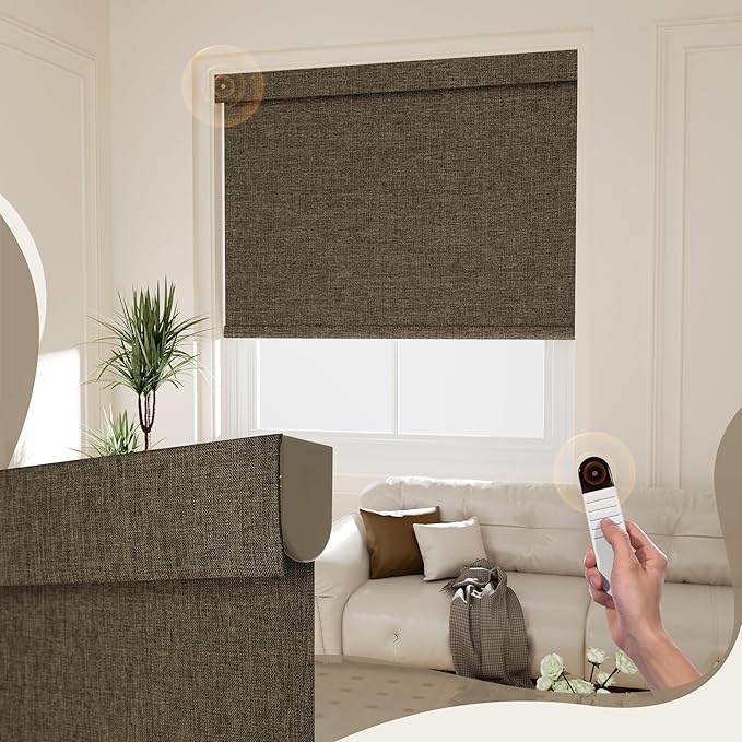 Boolegon Motorized 100% Blackout Roller Blinds by Boolegon