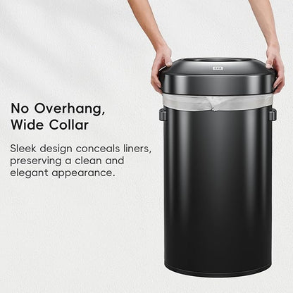EKO 16-Gallon Round Black Stainless Steel Open Top Trash Can, Large Commercial - Image 8