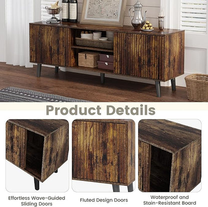 EROMMY 63'' Fluted TV Stand for 70 Inch TV, Modern Entertainment Center - Image 3