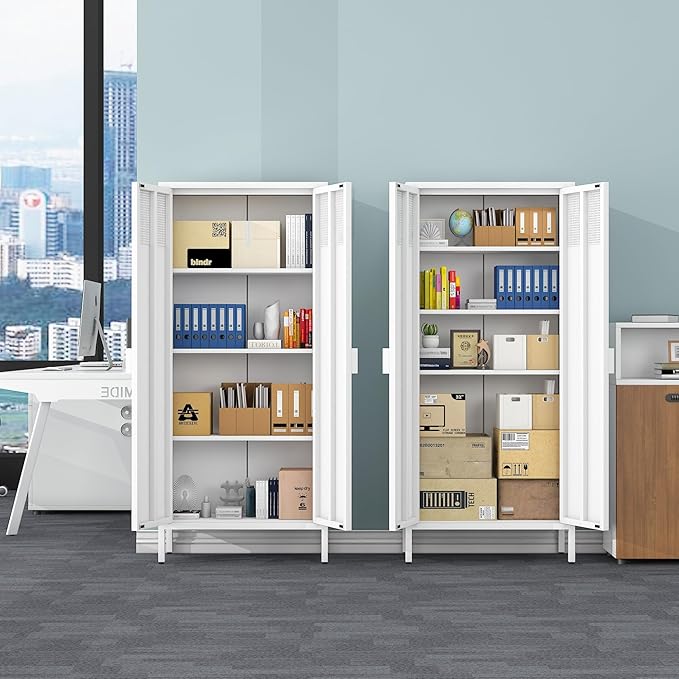 COFaR 4 Tier Black Metal Storage Cabinet, Free Standing - Image 9