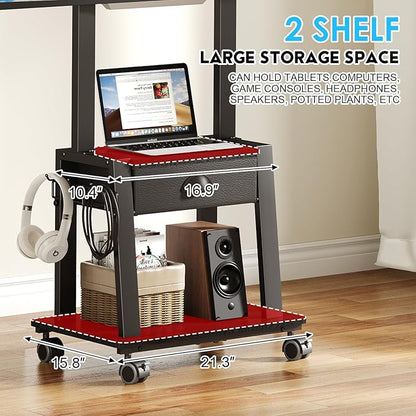 Mobile TV Stand with Drawer for 23-60 Inch Flat/Curved Screen, Tilt Rolling TV - Image 5
