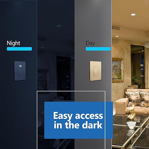 LIDER Minimalist Design Matte Finish Lighted Decorator Switch, Frameless Paddle - Image 7