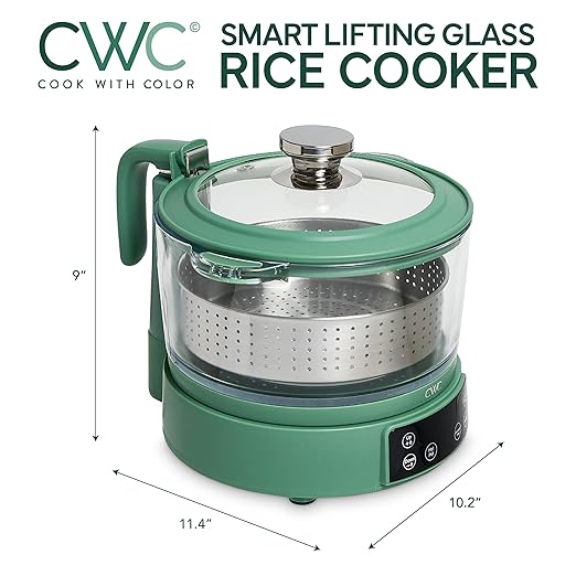 COOK WITH COLOR 3L Glass Mini Low Carb Rice Cooker – Holds 2 Cups Raw/Makes 6 - Image 3