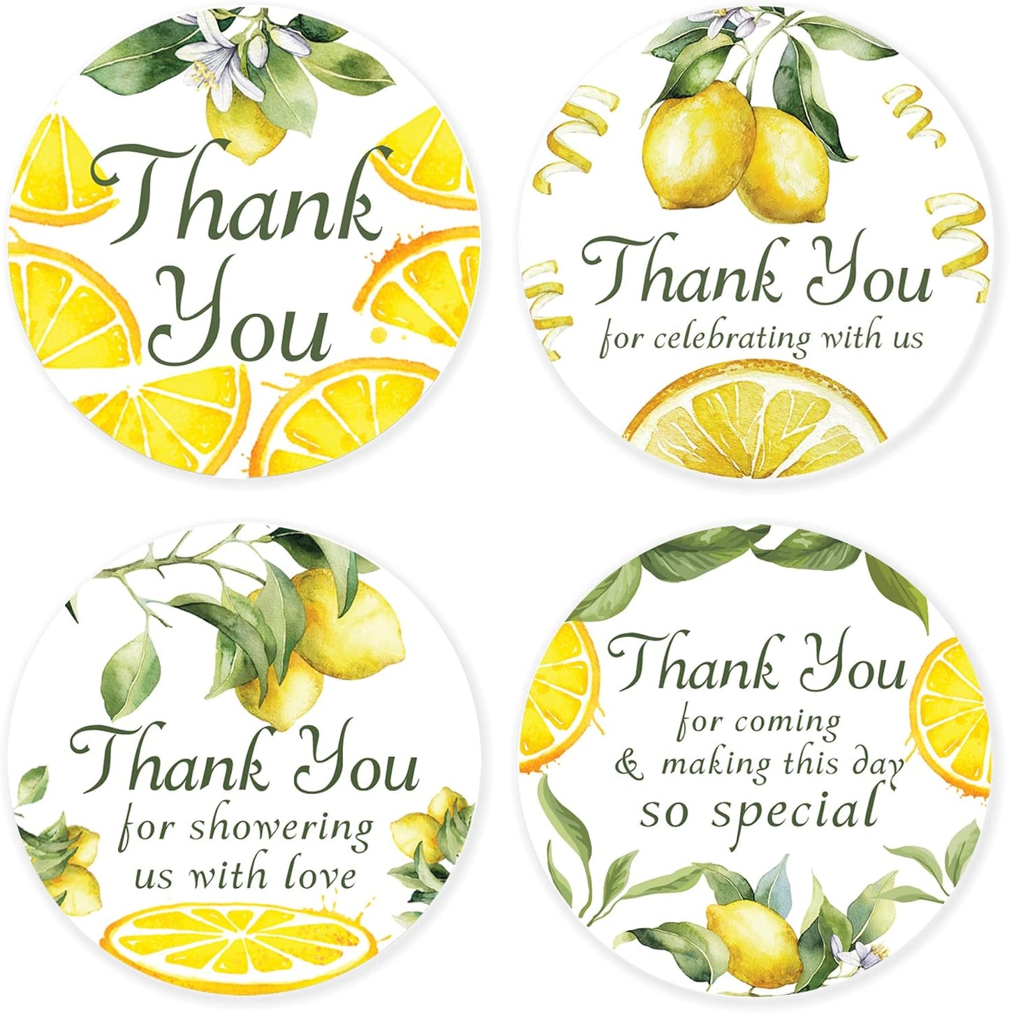 Thank You Baby Shower Stickers - Set of 80 Thank You for Coming Stickers, Preprinted Bridal Shower Stickers, Self Adhesive Flat Sheet 2 Inch Round Labels LemonTheme Party (Lemon)