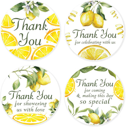 Thank You Baby Shower Stickers - Set of 80 Thank You for Coming Stickers, Preprinted Bridal Shower Stickers, Self Adhesive Flat Sheet 2 Inch Round Labels LemonTheme Party (Lemon)