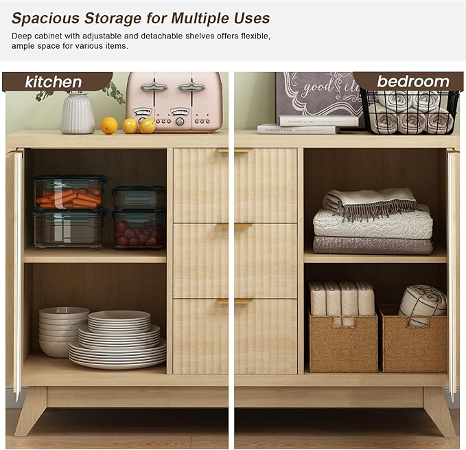 Fluted Sideboard Buffet Cabinet - Image 4