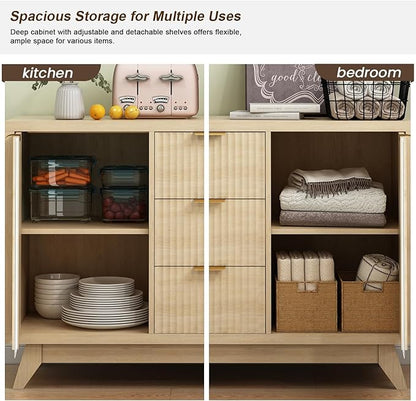 Fluted Sideboard Buffet Cabinet - Image 4