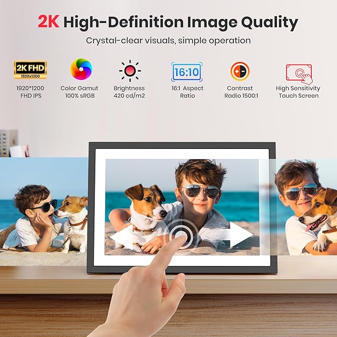 2K 64GB Frameo 10.1 Inch Digital Picture Frame, Smart WiFi Electronic Photo - Image 3