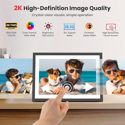 2K 64GB Frameo 10.1 Inch Digital Picture Frame, Smart WiFi Electronic Photo - Image 3