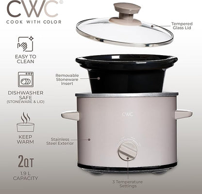 COOK WITH COLOR 2QT Mini Electric Round Slow Cooker - Image 4