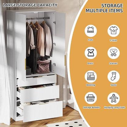 71.7" Wardrobe Armoire Wooden Closet - Image 6