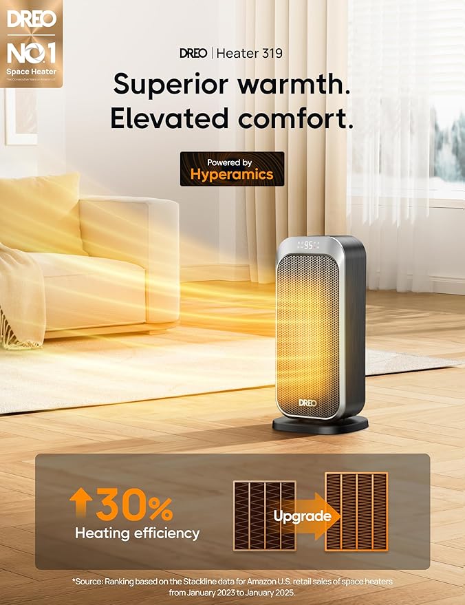 DREO Quiet Space Heater, 1500W Portable Heaters - Image 2
