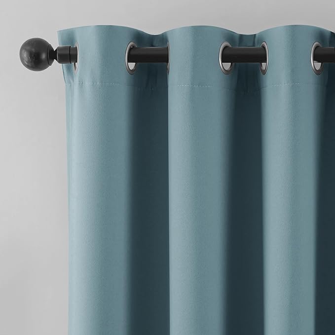 Beauoop Dusty Blue 100% Blackout Curtains 63 Inch Long 2 Panels - Image 9