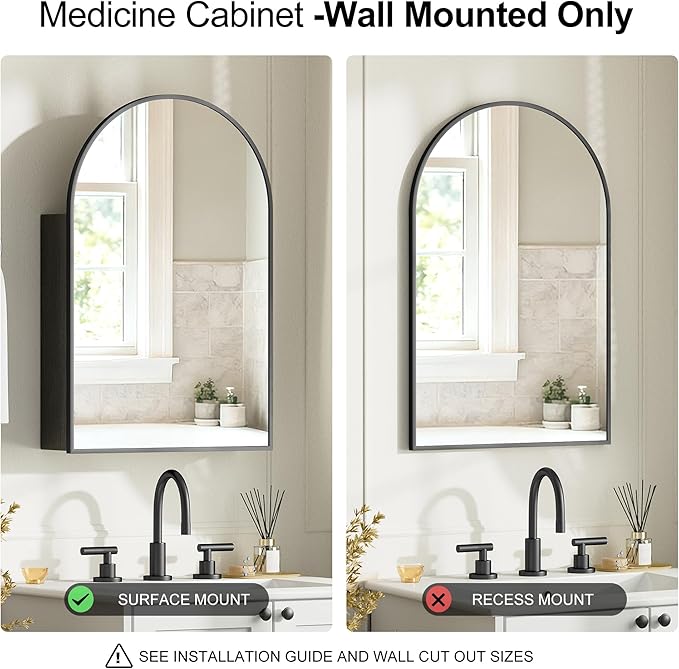 Brushed Black Arched Medicine Cabinet - Image 7